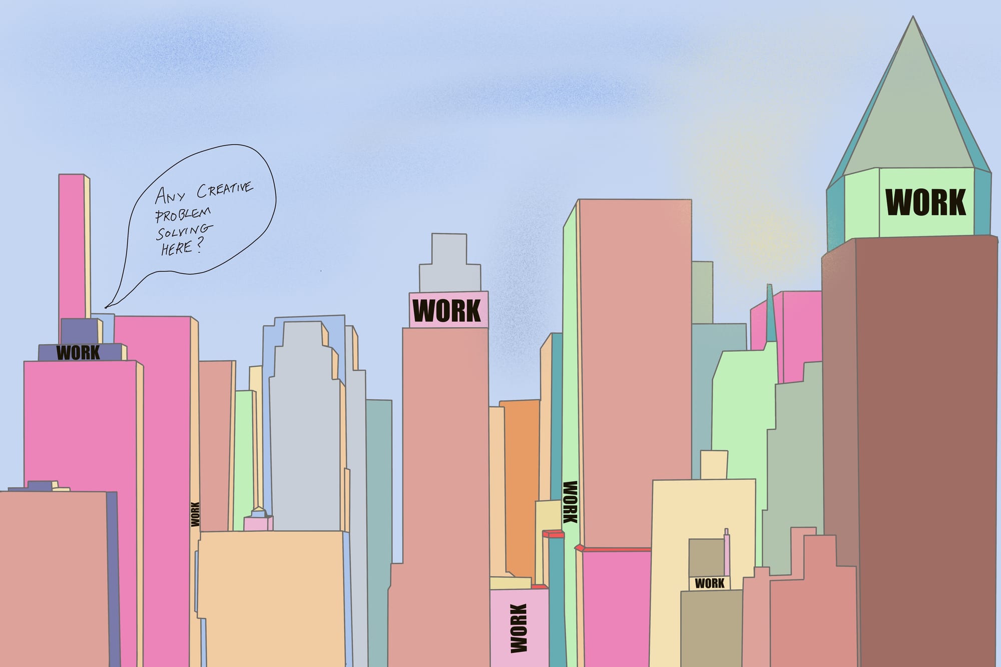 A graphic image of a city skyline
