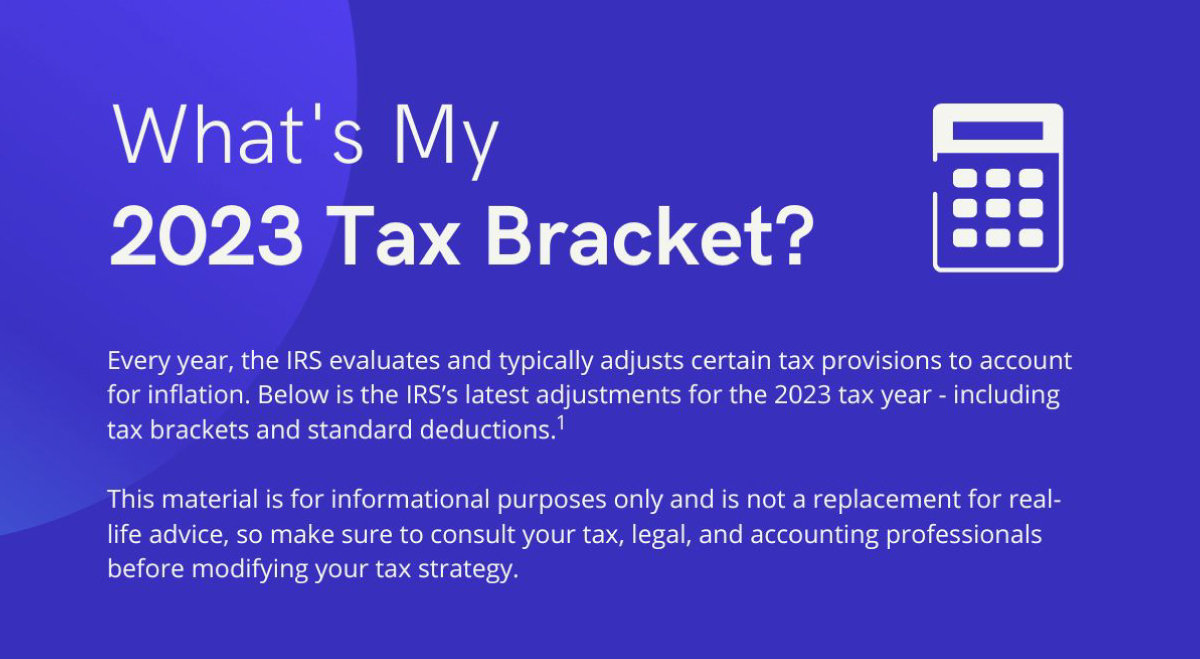 What's my 2022 Tax Bracket? Every year, the IRS evaluates and typically adjusts certain tax provisions to account for inflation. Below is the IRS’s latest adjustments for the 2022 tax year - including tax brackets and standard deductions. This material is for informational purposes only and is not a replacement for real-life advice, so make sure to consult your tax, legal, and accounting professionals before modifying your tax strategy.