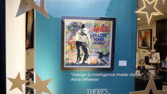 A painting in the window of an art shop in Winchester